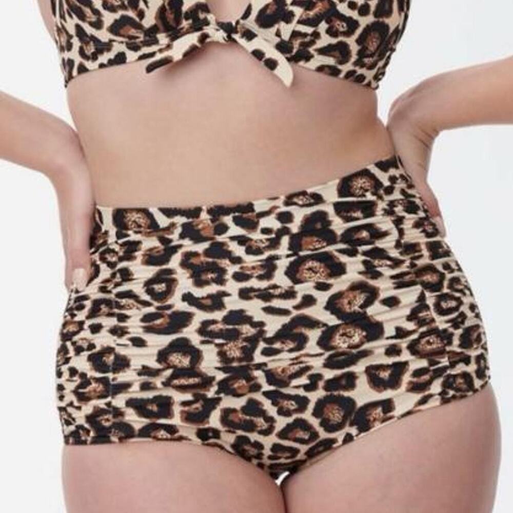 Unique Vintage Monroe Swim Bottoms Leopard Size MEDIUM NEW with Tags